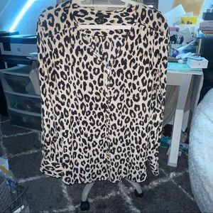 Ann Taylor Leopard long Sleeve Blouse